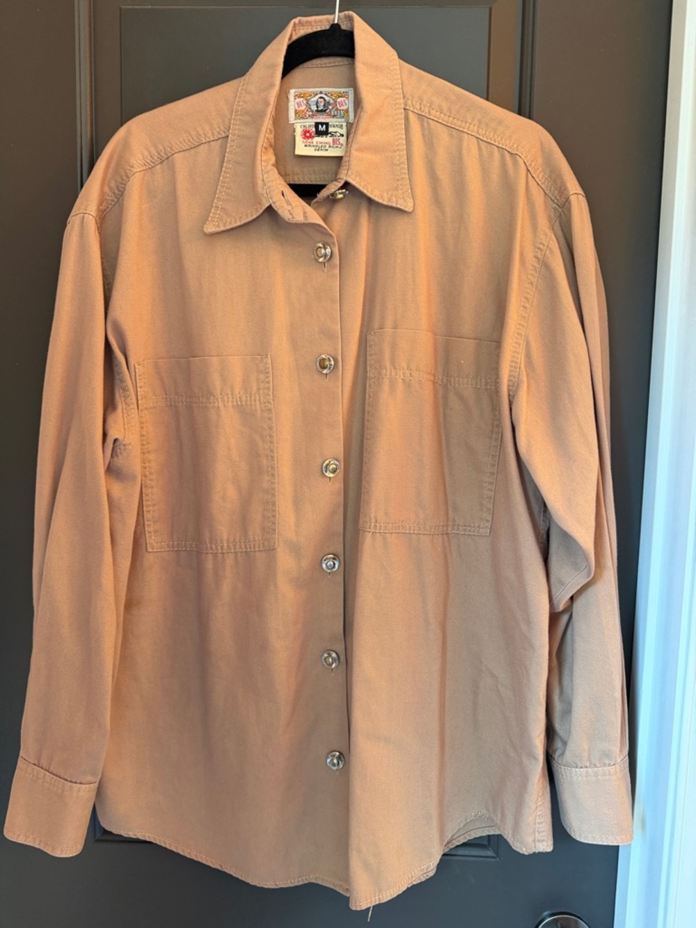 Gene Ewing BIS Wrinkled Rich Denim Shirt Beige  Size M Vintage